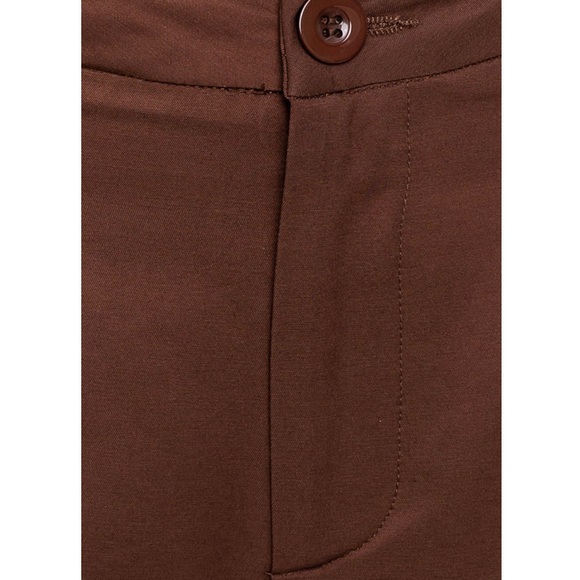 Le Lis Brown Pleated Wide Leg Long Pants, Large - Picture 7 of 7